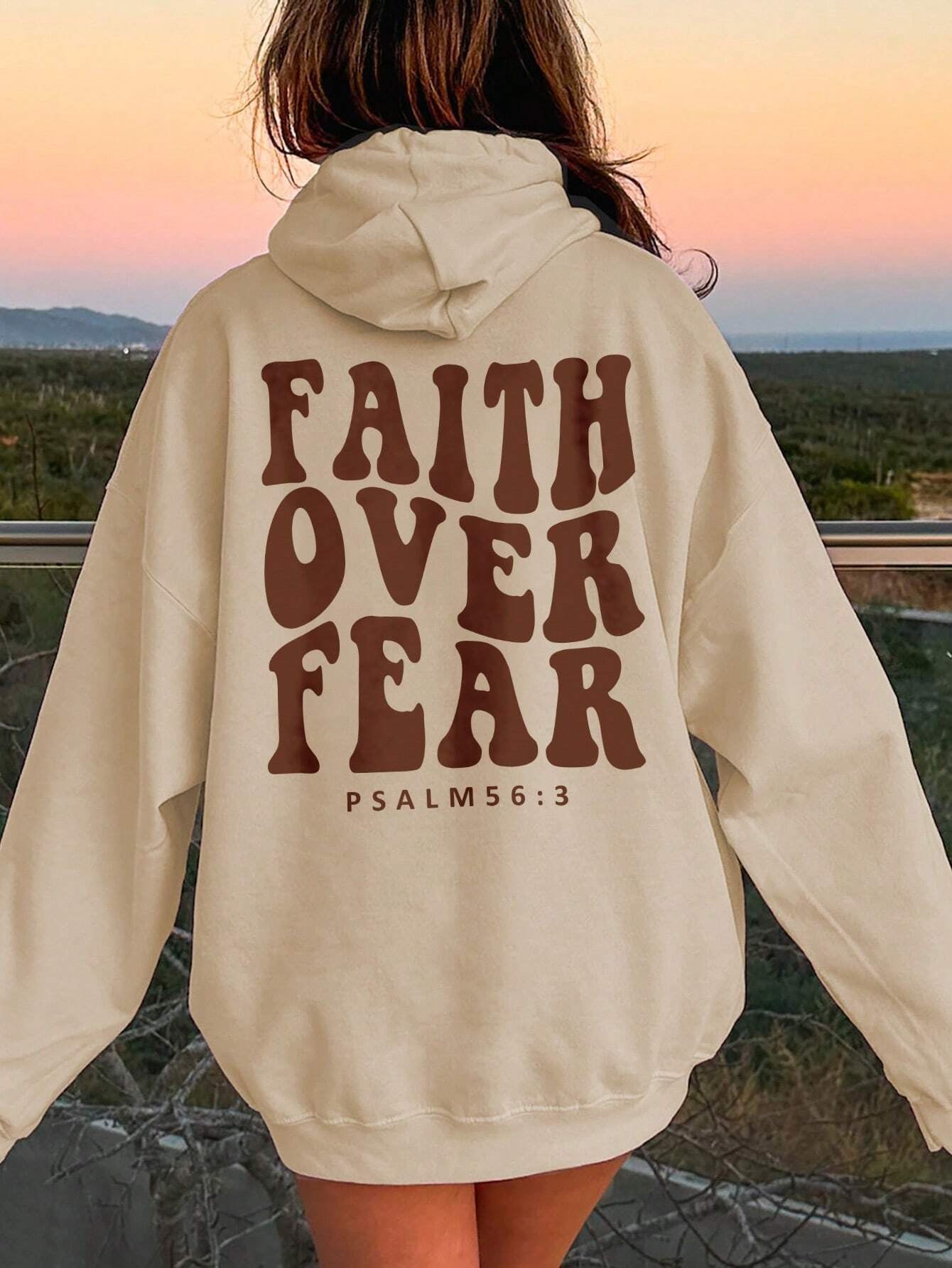 "FAITH OVER FEAR" Dropped Shoulder Hoodie