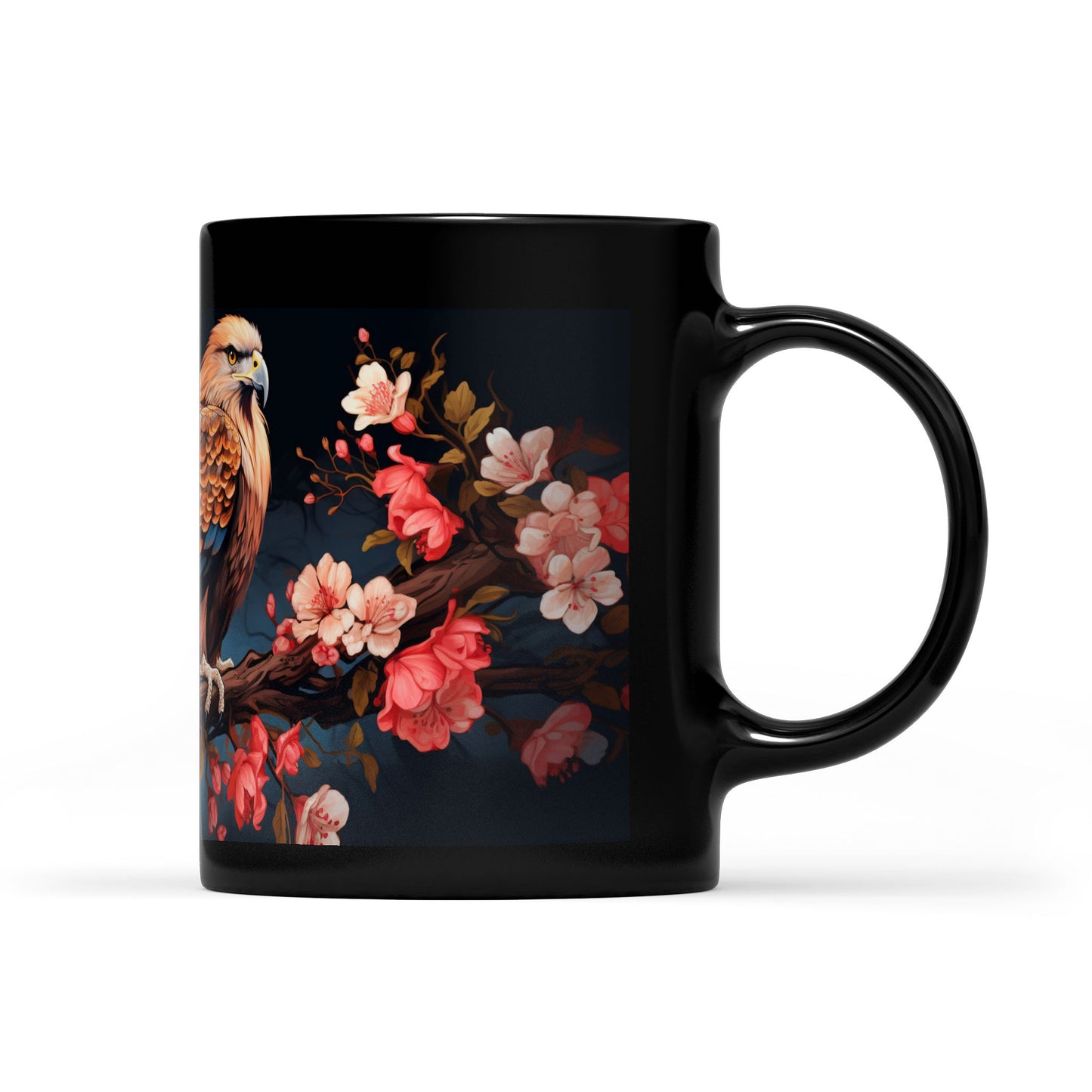 "Eagle On A Tree" Artistic Full Wrap Black Mug