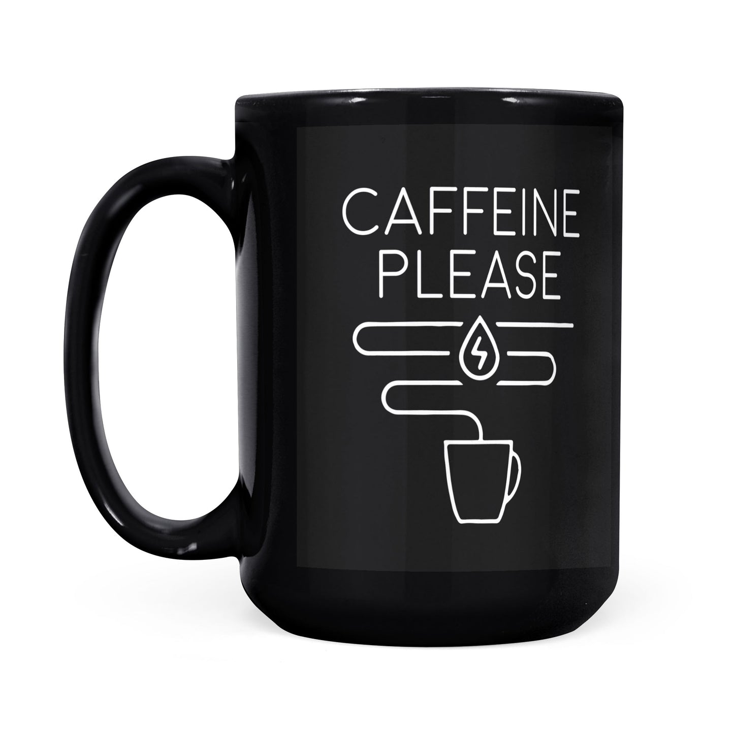 "Caffeine Please" Black Glossy Mug