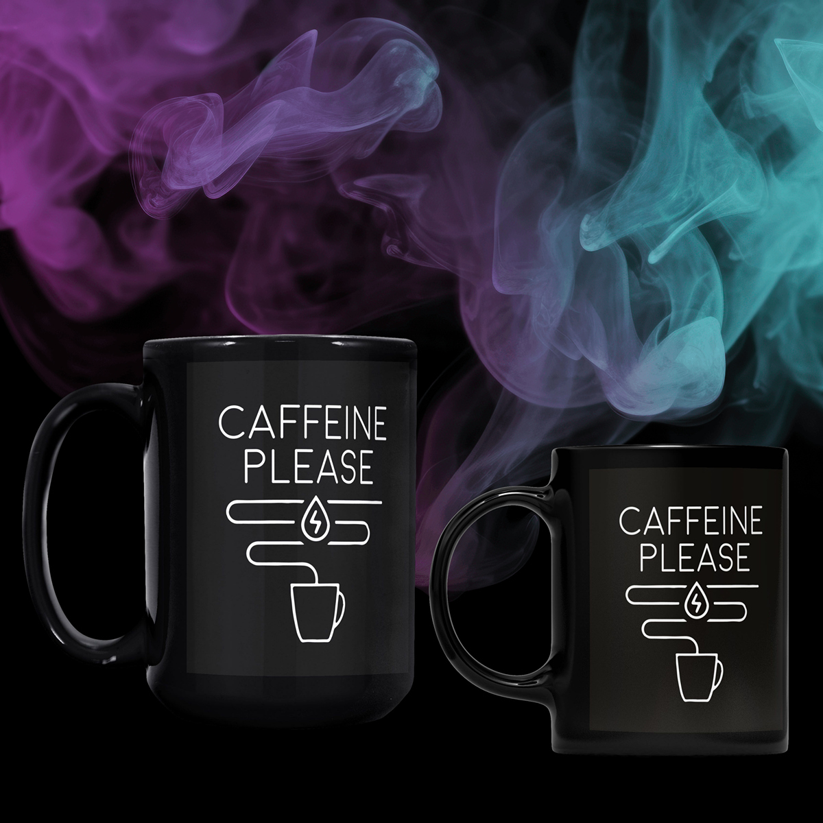 "Caffeine Please" Black Glossy Mug