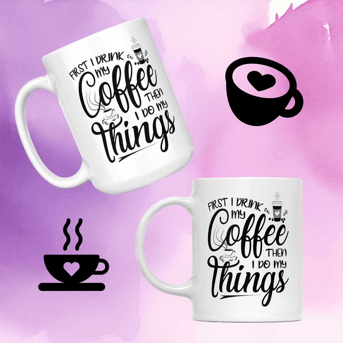 "Coffee & Things" White Ceramic Mug