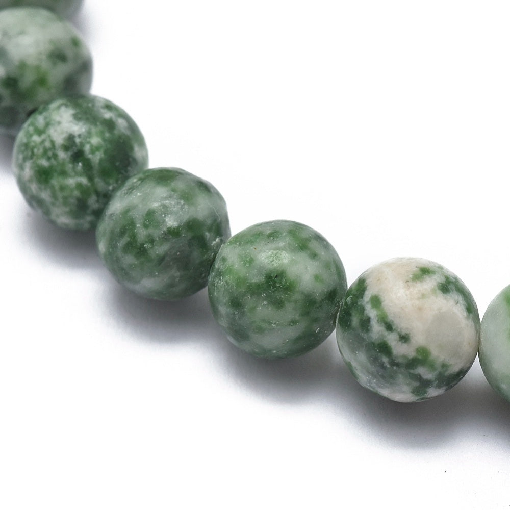 Natural Green Spot Jasper ~ 10mm Gemstone Bead Stretch Bracelets
