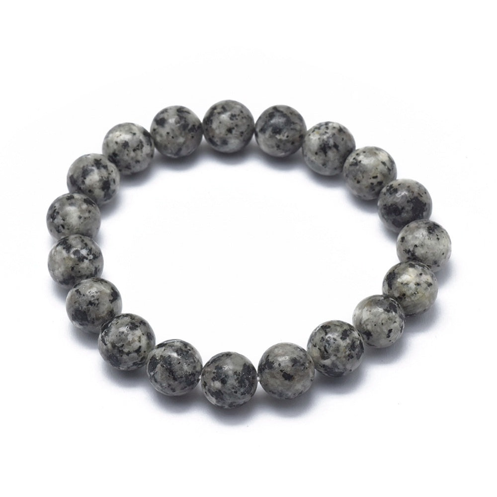 Natural Sesame Jasper/Kiwi ~ 10mm Gemstone Bead Stretch Bracelets