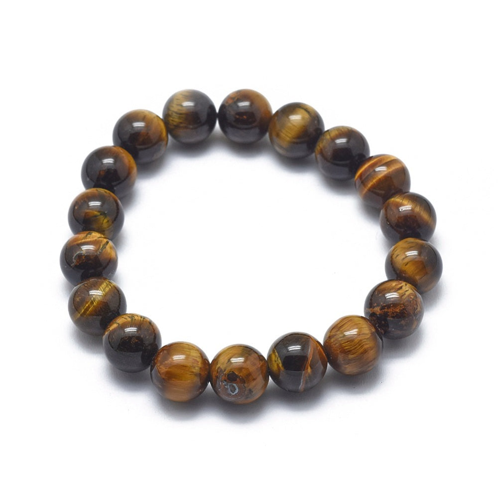 Natural Tiger Eye ~ 10mm Gemstone Bead Stretch Bracelets