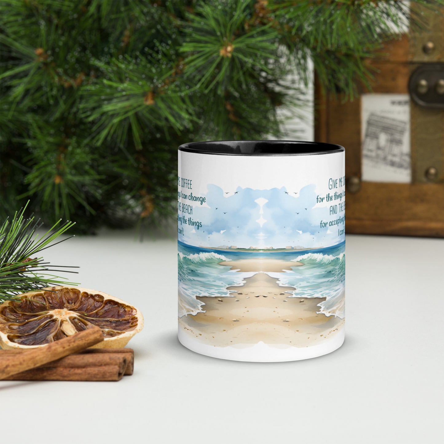 "Beach, Coffee & Change" Full Wrap Mug