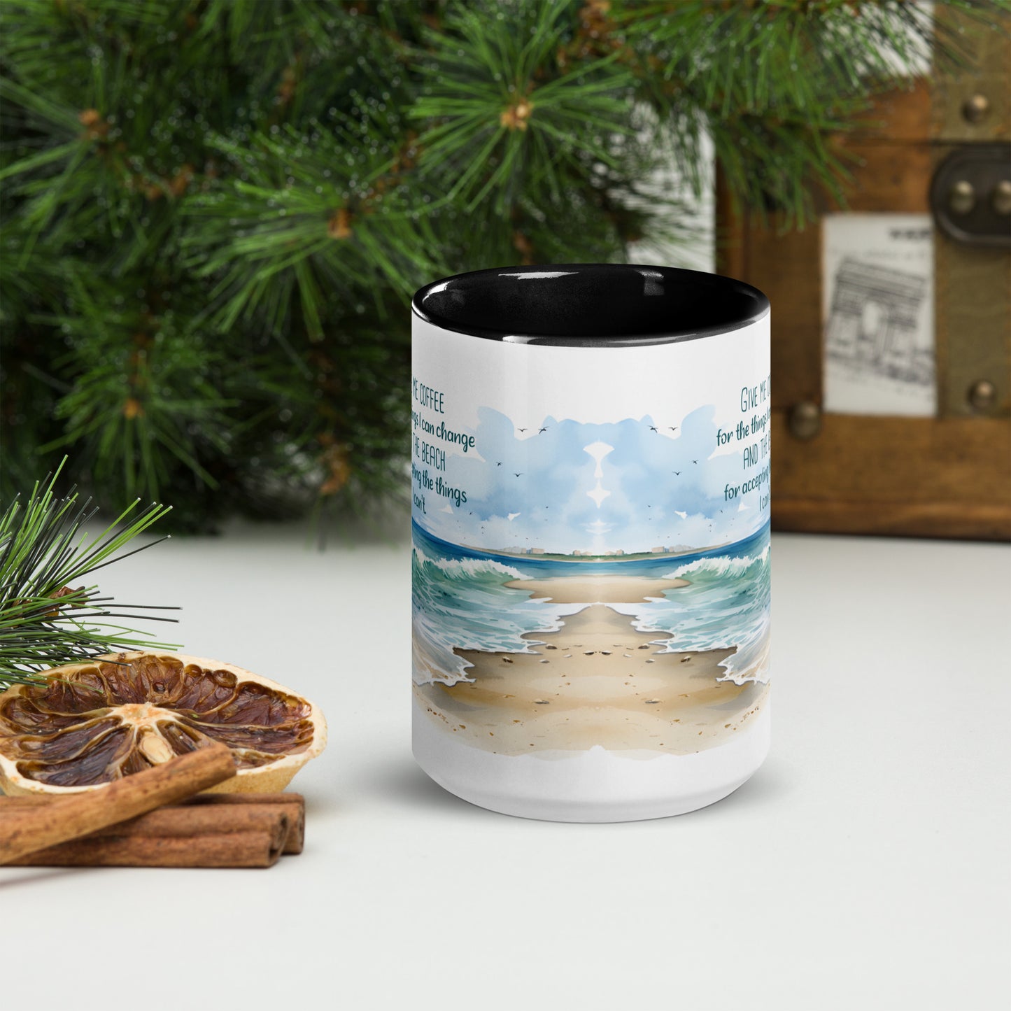 "Beach, Coffee & Change" Full Wrap Mug