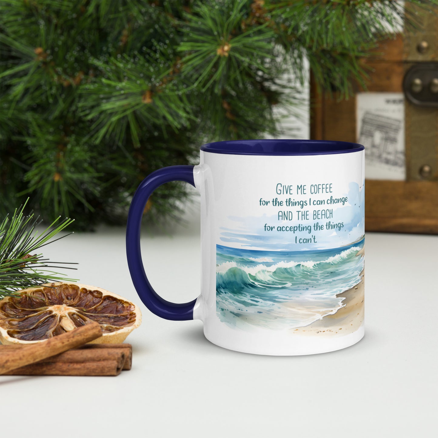 "Beach, Coffee & Change" Full Wrap Mug