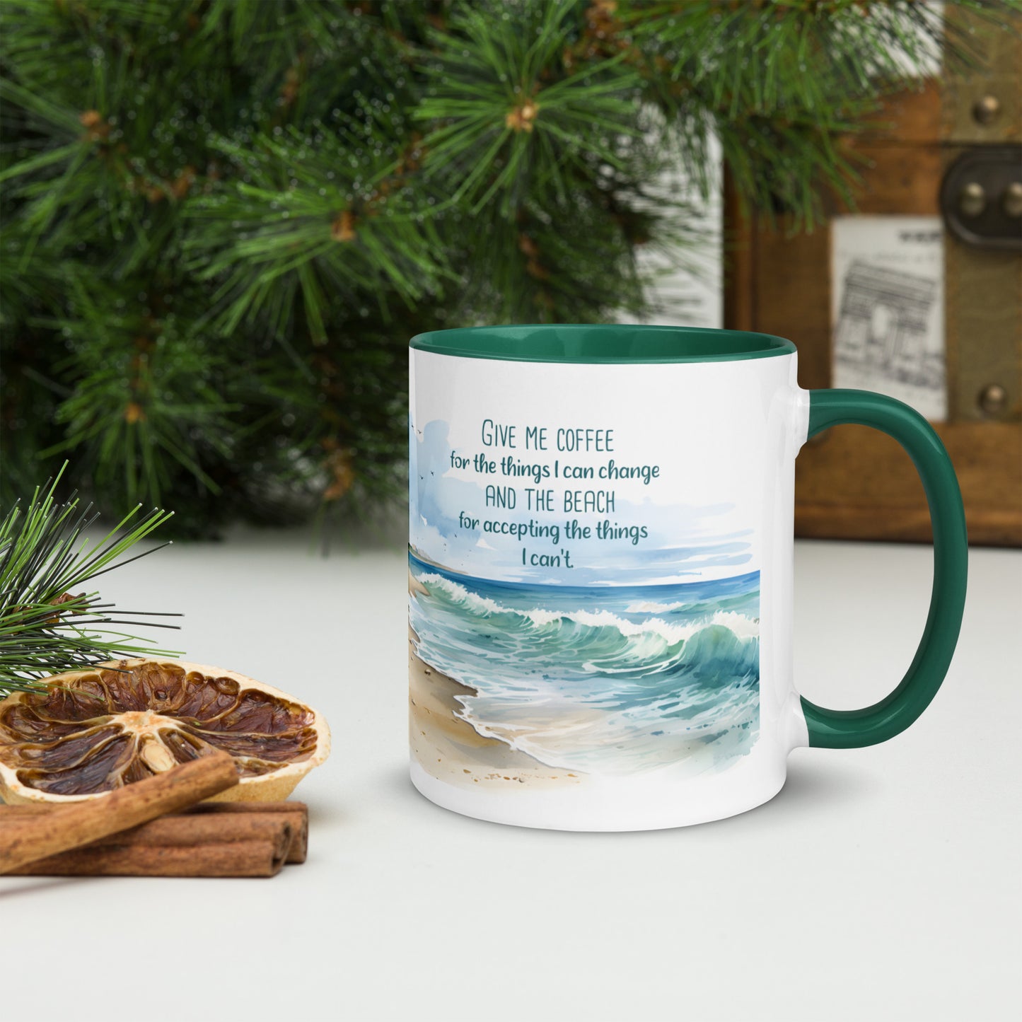 "Beach, Coffee & Change" Full Wrap Mug