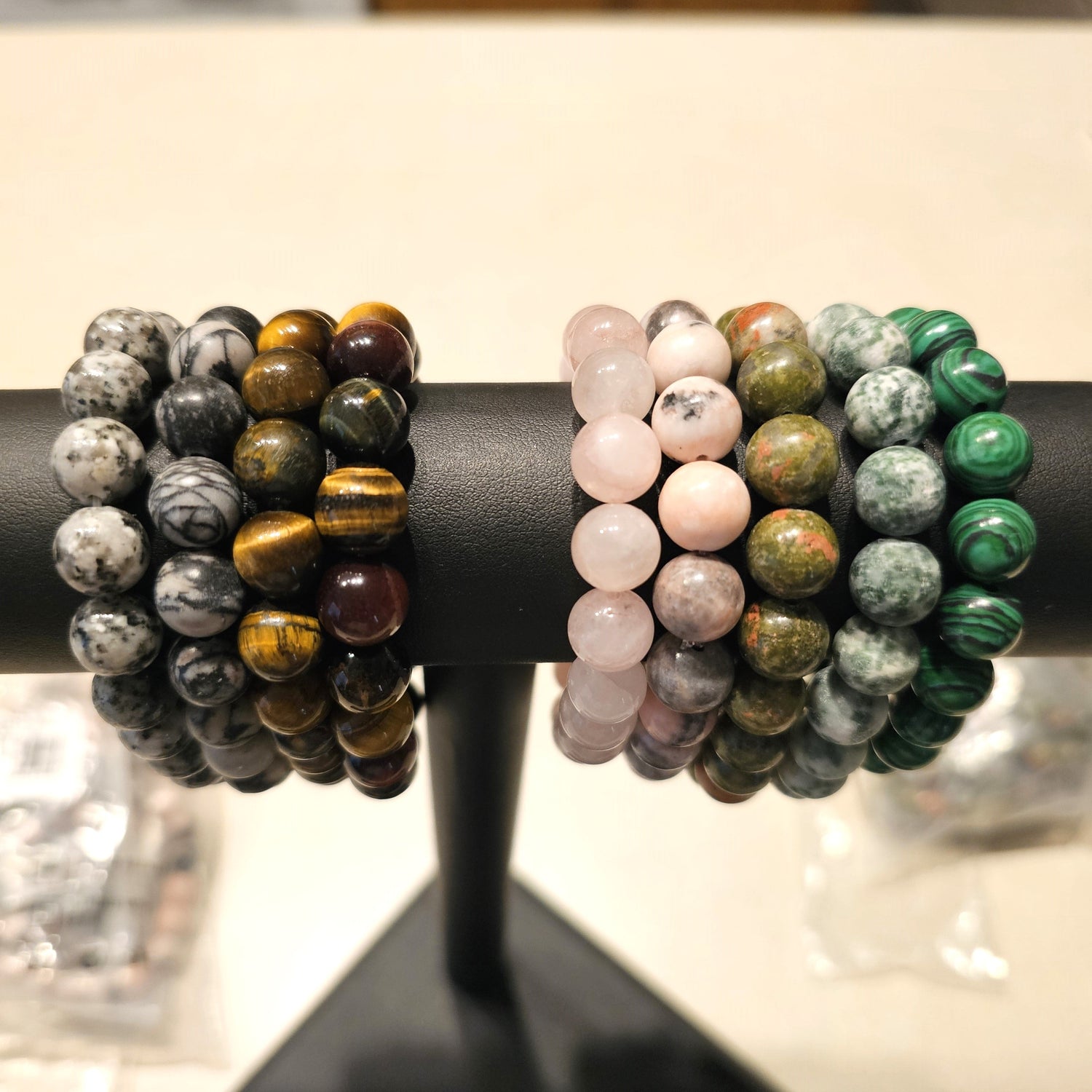 Gemstone Bead Stretch Bracelets ~ 10mm
