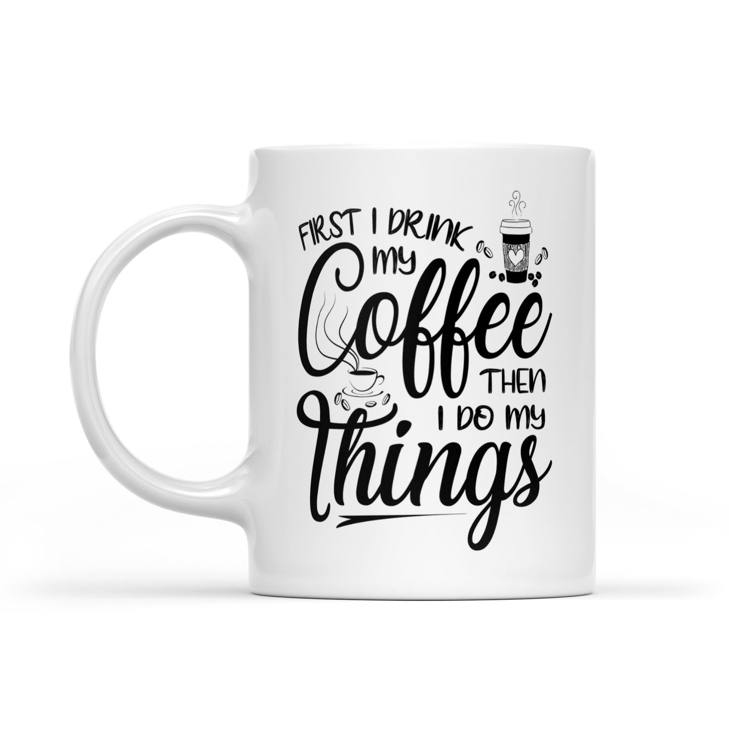 "Coffee & Things" White Ceramic Mug