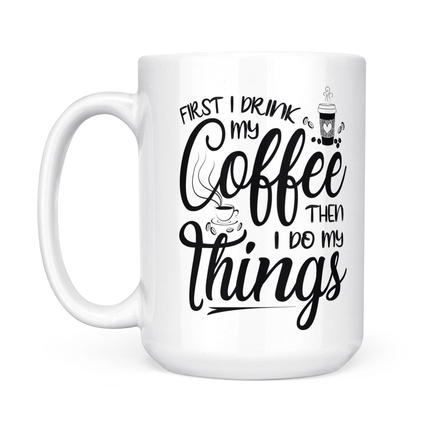 "Coffee & Things" White Ceramic Mug