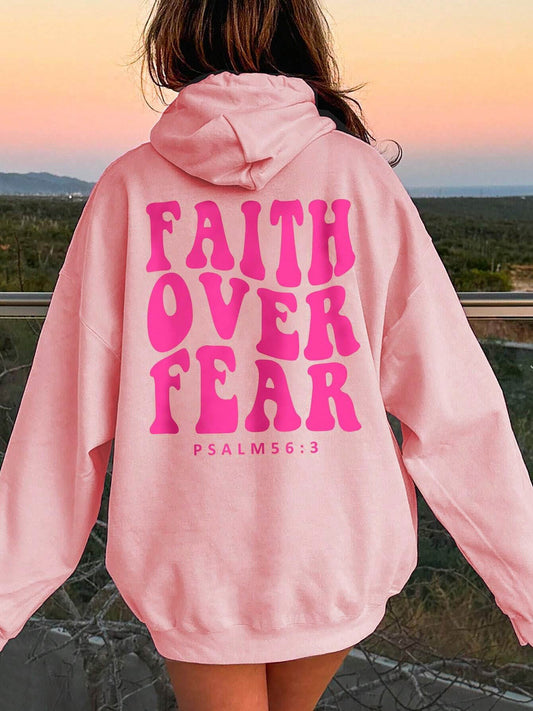 "FAITH OVER FEAR" Dropped Shoulder Hoodie