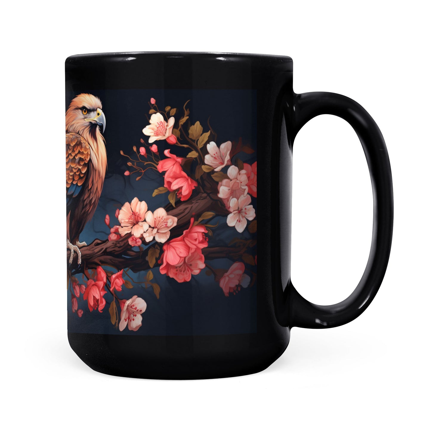 "Eagle On A Tree" Artistic Full Wrap Black Mug