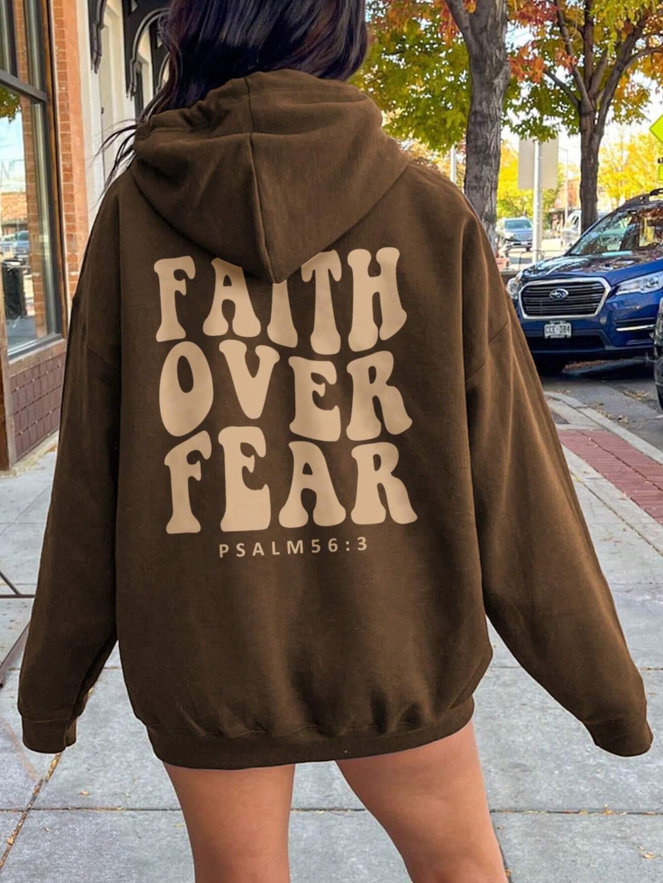 "FAITH OVER FEAR" Dropped Shoulder Hoodie