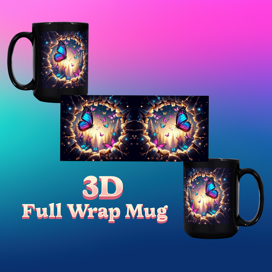 "Butterfly Dreams" 3D Full Wrap Black Mug