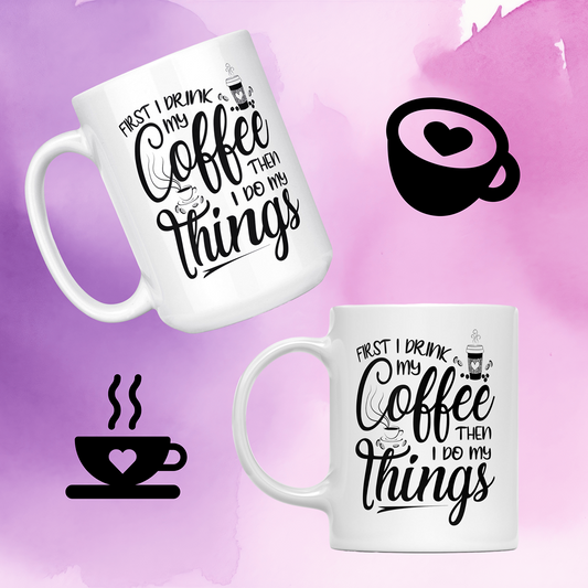 "Coffee & Things" White Ceramic Mug