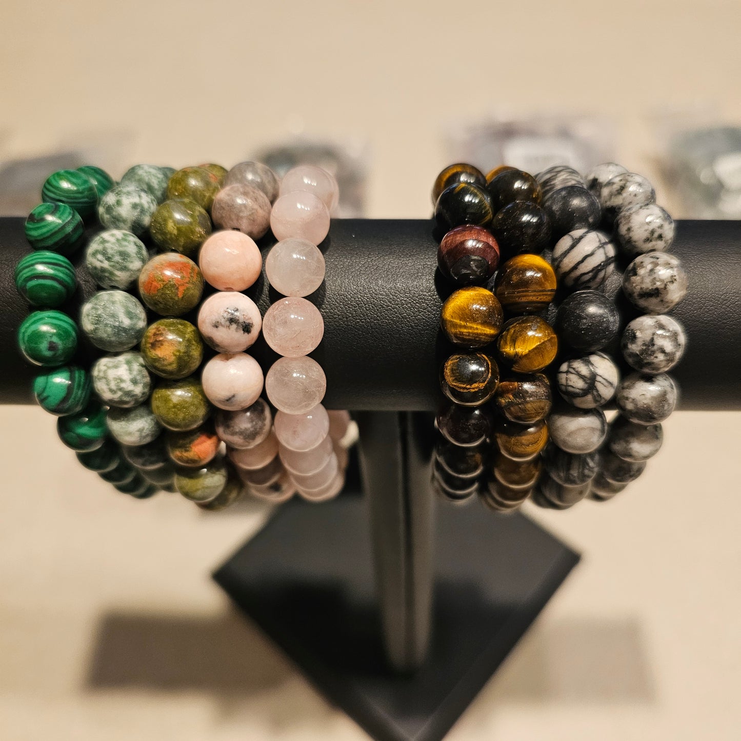 Natural Netstone ~ 10mm Gemstone Bead Stretch Bracelets