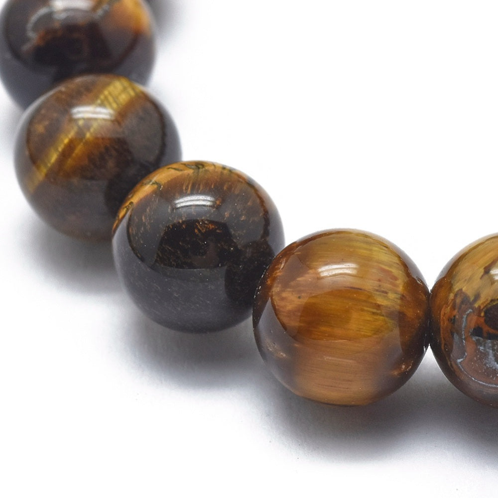 Natural Tiger Eye ~ 10mm Gemstone Bead Stretch Bracelets