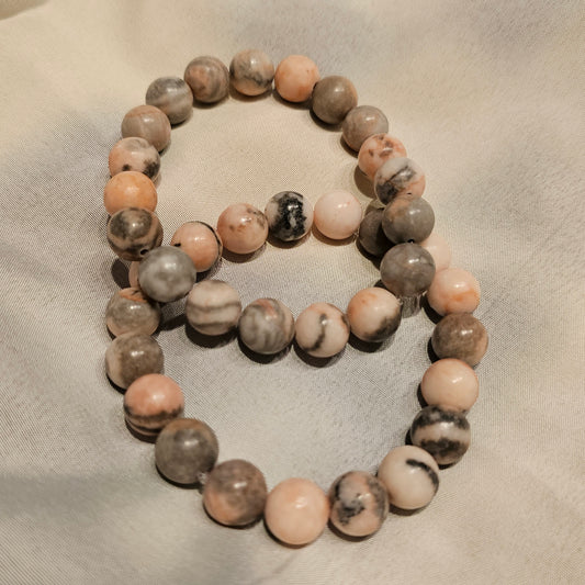 Natural Zebra Jasper ~ 10mm Gemstone Bead Stretch Bracelets