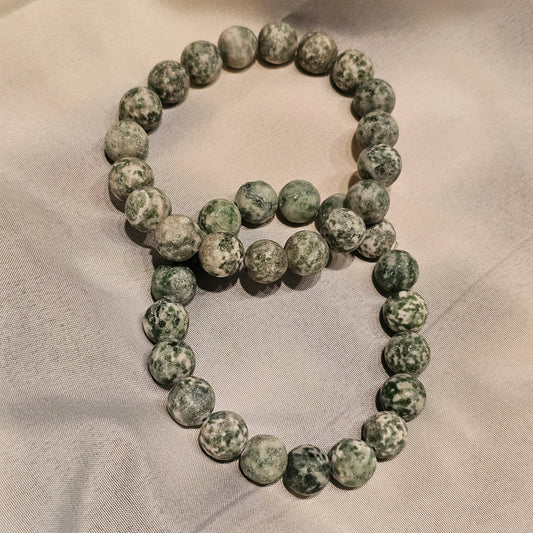 Natural Sesame Jasper/Kiwi ~ 10mm Gemstone Bead Stretch Bracelets