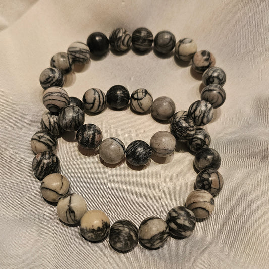 Natural Netstone ~ 10mm Gemstone Bead Stretch Bracelets