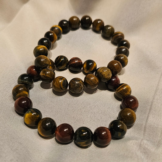 Natural Tiger Eye ~ 10mm Gemstone Bead Stretch Bracelets