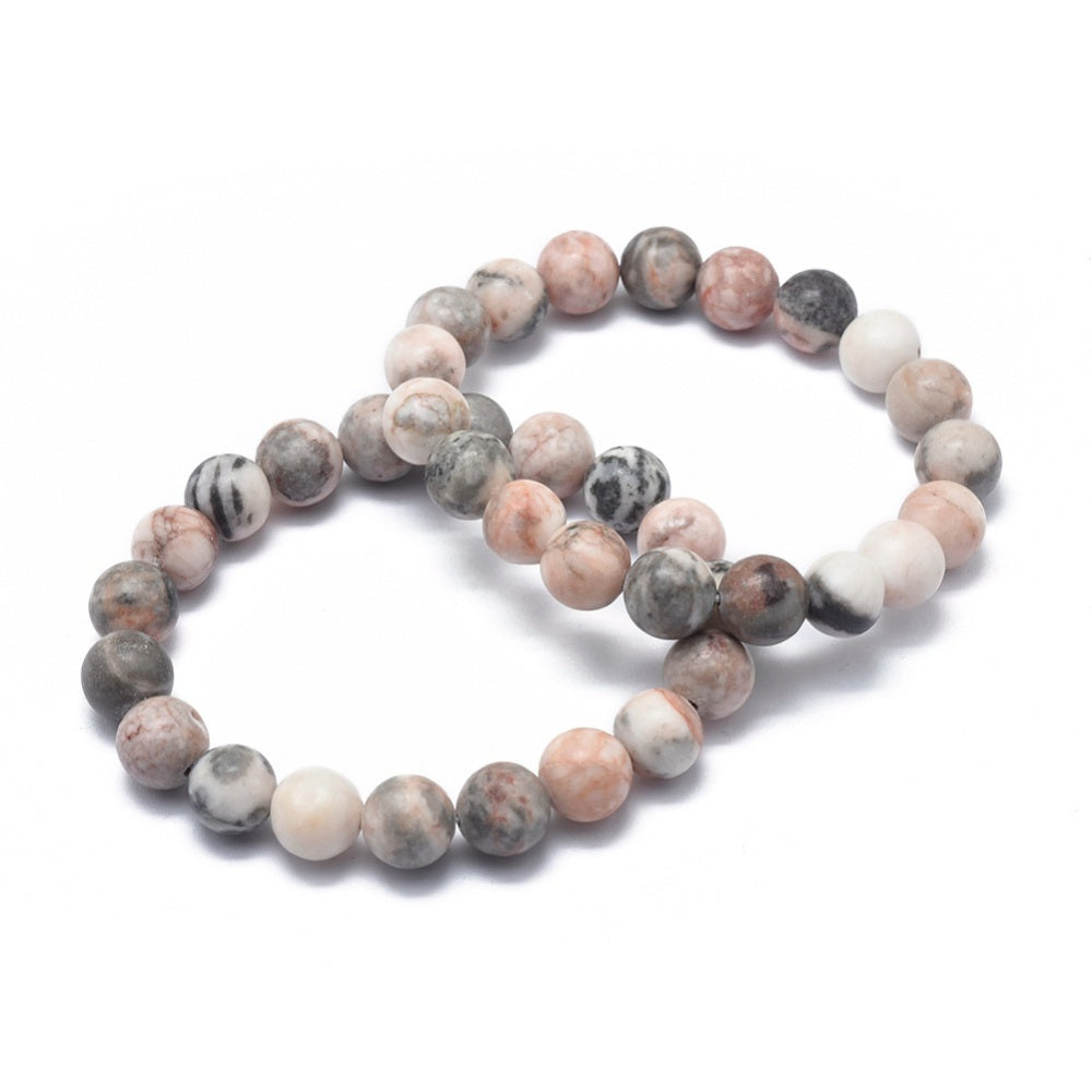 Natural Zebra Jasper ~ 10mm Gemstone Bead Stretch Bracelets