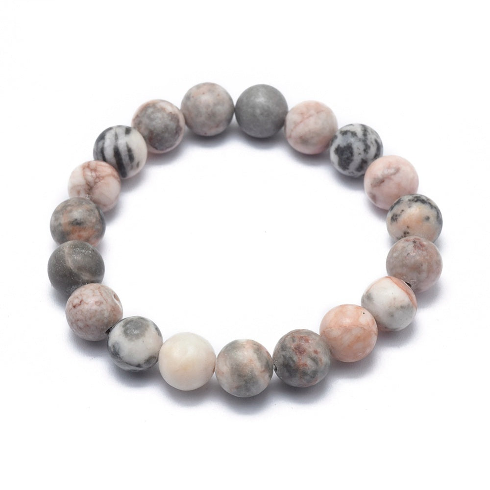 Natural Zebra Jasper ~ 10mm Gemstone Bead Stretch Bracelets