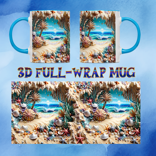 "Seashells & Beaches" 3D Full Wrap Mug