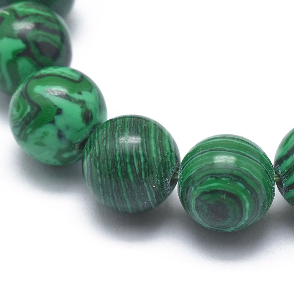 Synthetic Malachite ~ 10mm Gemstone Bead Stretch Bracelets