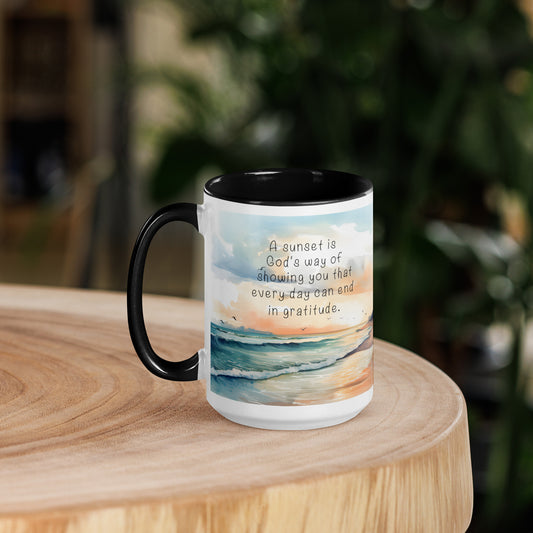 "God, Gratitude & Sunsets" Full Wrap Mug