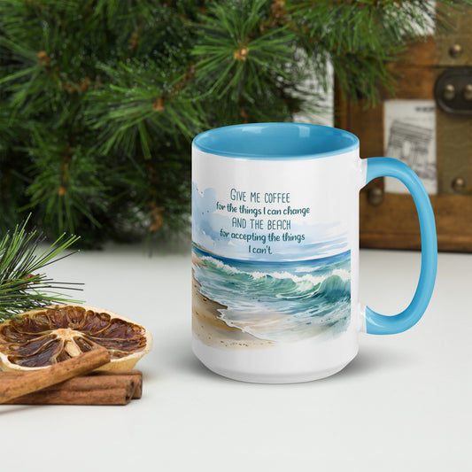 "Beach, Coffee & Change" Full Wrap Mug